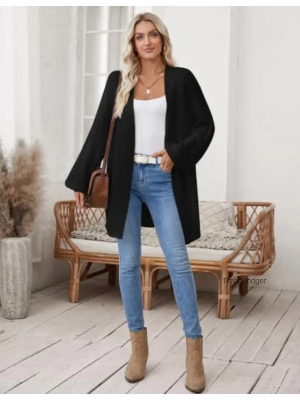 Oversized Chunky Knit Long Sleeve Open Front Cardigan Sweater for Women